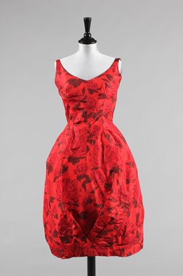 Lot 97 - A Givenchy couture red chiné taffeta cocktail...