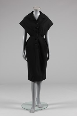 Lot 96 - A Jacques Griffe black wool crepe dinner gown,...