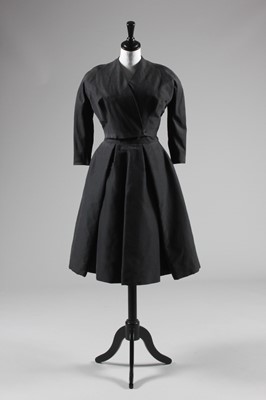 Lot 88 - A Christian Dior couture heavy black silk...