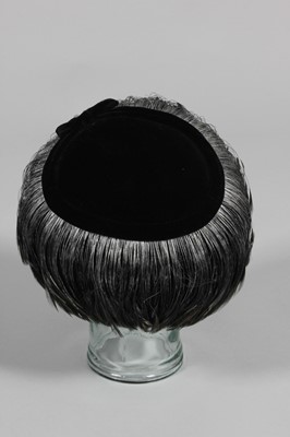 Lot 81 - A Balenciaga black velvet and grey feather...
