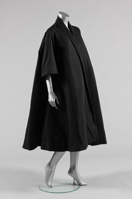 Lot 80 - A Balenciaga couture black faille tent coat,...