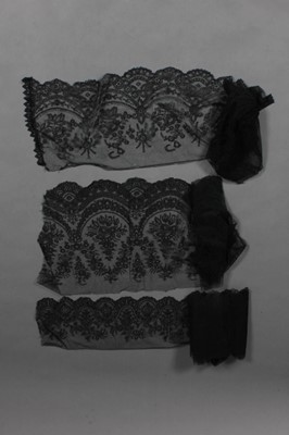 Lot 218 - A group of black Chantilly dress flounces and...