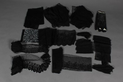 Lot 218 - A group of black Chantilly dress flounces and...
