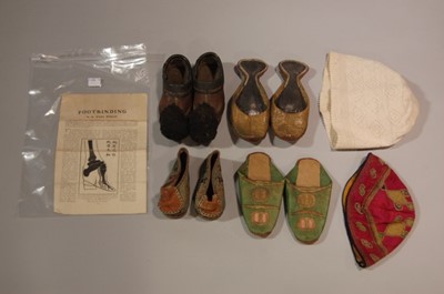 Lot 227 - A pair of Chinese shoes for bound feet, circa...