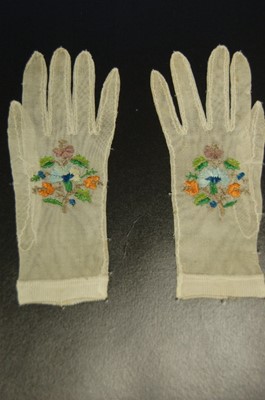 Lot 228 - A pair of knitted silk and embroidered lady's...