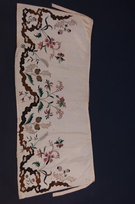 Lot 236 - An embroidered taffeta lady's apron, English,...