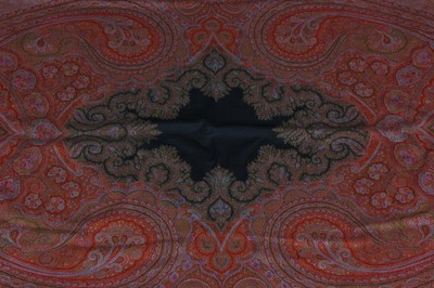 Lot 275 - A good woven shawl of paisley design, probably...