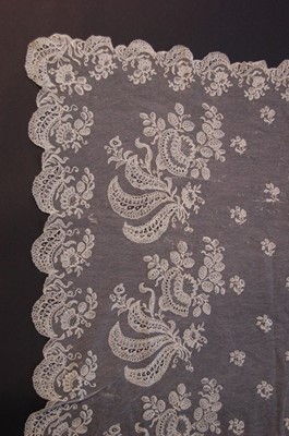 Lot 279 - A Brussels needlepoint lace veil circa 1830,...