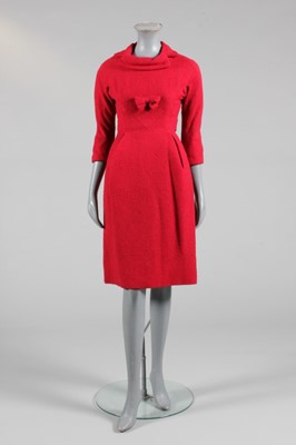 Lot 125 - A Michel Goma couture crimson tweed day dress,...