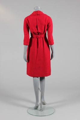 Lot 125 - A Michel Goma couture crimson tweed day dress,...
