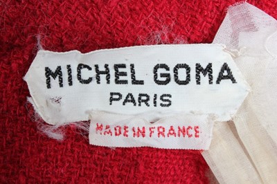 Lot 125 - A Michel Goma couture crimson tweed day dress,...