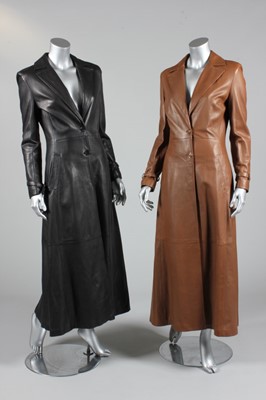 Lot 126 - Two Gianni Versace leather maxi-coats, 1980s,...