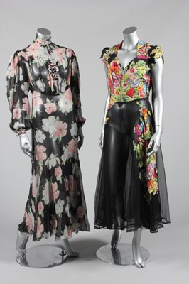 Lot 17 - Five 1930s-early 1940s evening gowns, one of...