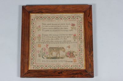 Lot 268 - An embroidered sampler by Elizabeth Smyth,...