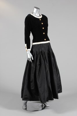 Lot 159 - A Chanel black velvet and taffeta evening gown,...