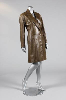 Lot 188 - An Azzedine Alaia khaki leather greatcoat and...