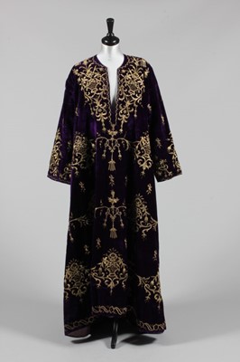 Lot 23 - An embroidered purple velvet wedding robe,...