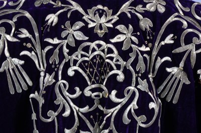 Lot 23 - An embroidered purple velvet wedding robe,...