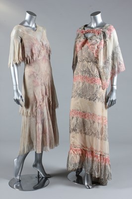 Lot 301 - Two printed chiffon bias-cut garden party...