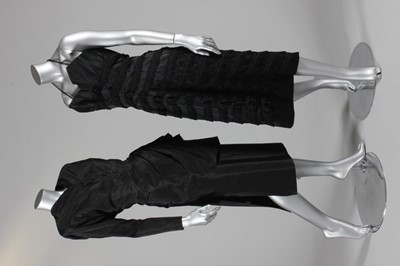 Lot 308 - A black rayon taffeta dinner ensemble, circa...