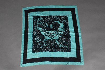 Lot 328 - Three Ascher silk scarves, comprising: black...