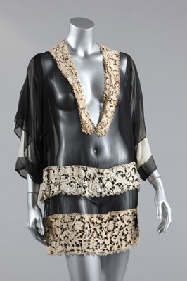 Lot 295 - A 1920s black chiffon bodice applied with a...