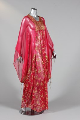 Lot 350 - A good Thea Porter scarlet chiffon kaftan,...