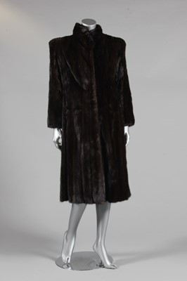 Lot 362 - A dark brown mink coat, 1940s, labelled 'James...