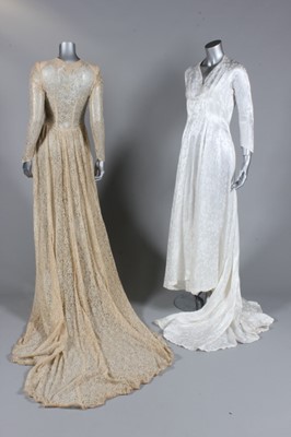 Lot 330 - Five bridal gowns, 1920s-60s, including beaded...