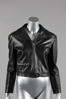 Lot 346 - A Pierre Cardin nearly black leather jacket,...