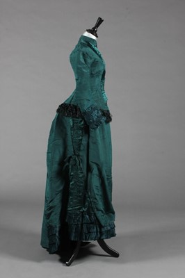 Lot 376 - A good petrol-blue silk faille gown, late...