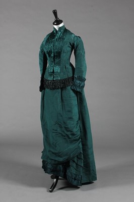 Lot 376 - A good petrol-blue silk faille gown, late...