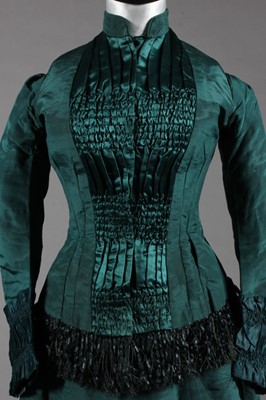 Lot 376 - A good petrol-blue silk faille gown, late...