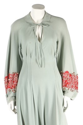 Lot 122 - A Jeanne Lanvin couture grey-green Marocain...