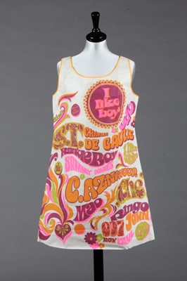 Lot 396 - A psychedelic print paper dress 'I like boys'...