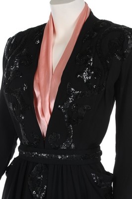 Lot 124 - A Jeanne Lanvin couture sequined black crêpe...