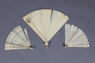 Lot 408 - An Ivory brise fan, circa 1870, engraved to...