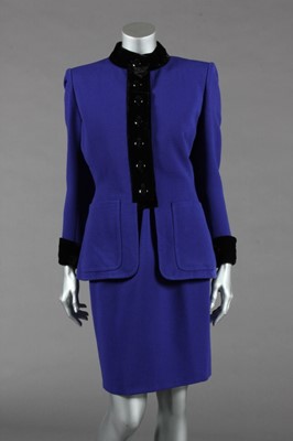 Lot 429 - An Yves Saint Laurent couture purple/blue gros...