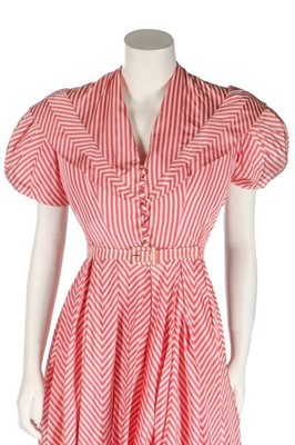 Lot 126 - A Lanvin couture striped silk summer dress,...
