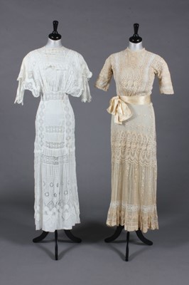 Lot 442 - Two summer/ bridal gowns circa 1914, one of...