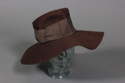 Lot 444 - A Biba brown mohair floppy broad-brimmed hat,...