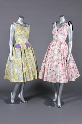 Lot 447 - Three pretty printed cotton summer gowns,...