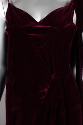 Lot 450 - An altered Chanel couture aubergine evening...