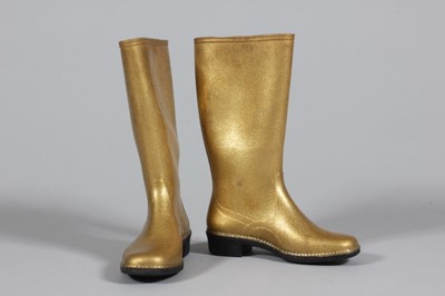 Lot 340 - A pair of Biba gold glittery wellington boots,...