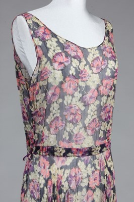 Lot 74 - A printed chiffon and beaded gown and jacket,...