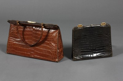 Lot 414 - Two crocodile handbags, circa 1960, crocodylus...