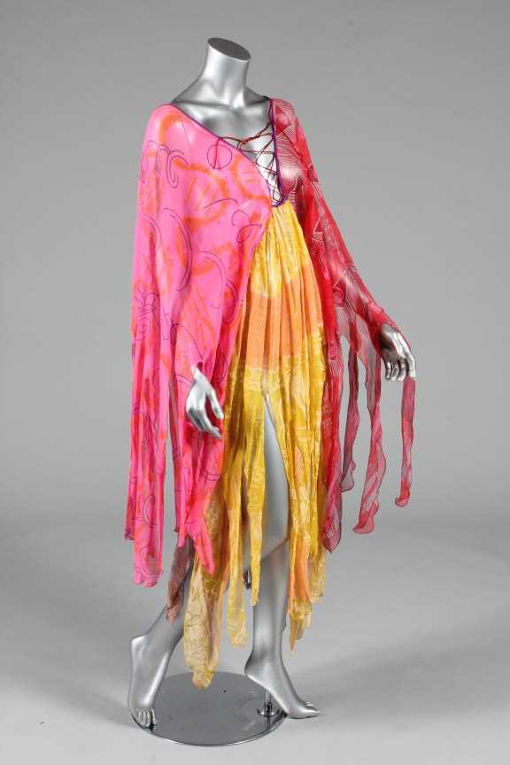 Lot 54 - A Zandra Rhodes printed chiffon kaftan dress,...