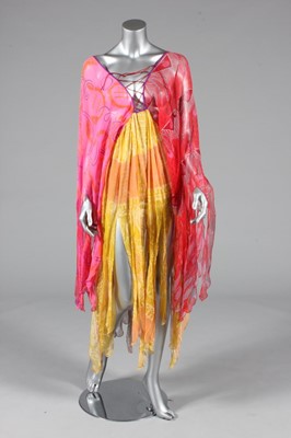 Lot 54 - A Zandra Rhodes printed chiffon kaftan dress,...
