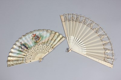 Lot 1 - Six fans, 1780-1900, including Chinese ivory...