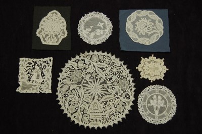 Lot 205 - Seven Halas needlepoint lace roundels,...